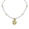 White Beaded Choker for Women with Brass Chain Pendant and 12” with Extender Lightweight Gift